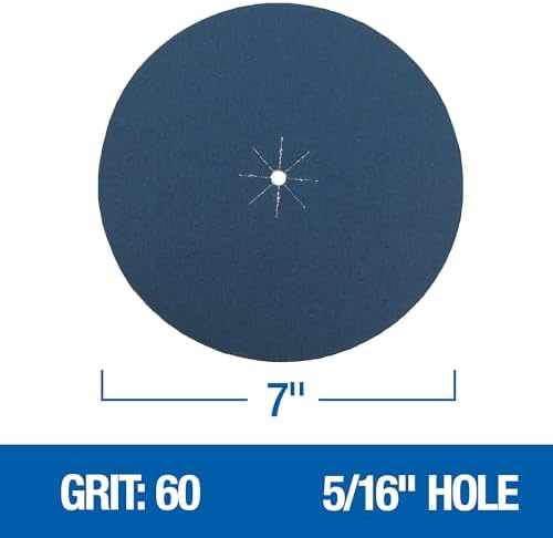 Mercer Industries 409060 Zirconia Cloth Floor Sanding Edger Discs, 7" x 5/16" Hole, Grit 60X (25 pack)