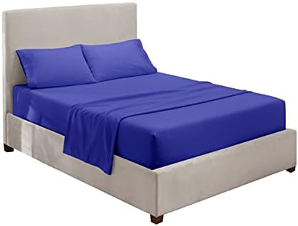 Hearth & Harbor RV Short Queen Size Sheets - 4 Piece Bed Sheet Set, Hotel Luxury Double Brushed Bed Sheets - Extra Soft Bedding Sheets & Pillowcases, Short Queen, Royal Blue