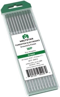 TIG Welding Tungsten Electrodes Pure Tungsten 3/32” x 7” (Green, WP) 10-Pack