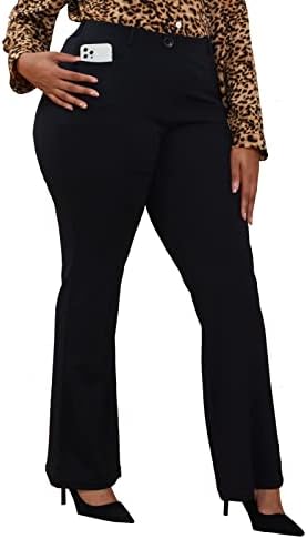 DGD Wrinkle-Free Stretch Dress Pants Plus Size for Women Pull-on Pant Ease into Comfort Office Pant