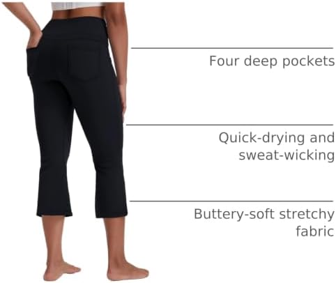 VOOVEEYA Women's Bootcut Leggings - Bootleg Yoga Pants Flare with 4 Pockets