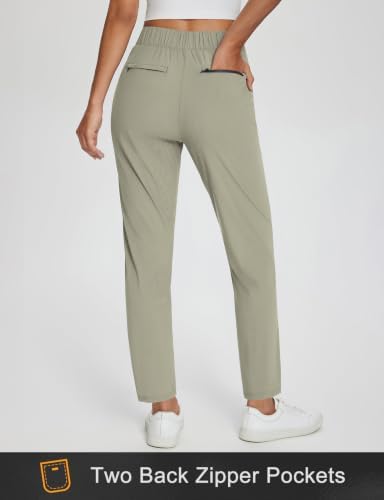 baleaf Womens Business Casual Pants Stretch Travel Pants On Airport with Zipper Pockets Dressy Slacks Golf Work Pull on