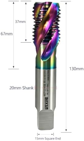 Tools M27 x 3.0 DLC Coating Spiral Flute Thread Tap, Metric Machine Threading Tap High Speed Steel Cobalt(HSSCo), Round Shank with Square End, H2 Tolerance, 1PC