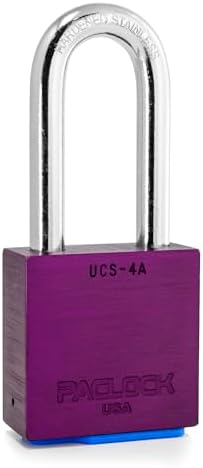 PACLOCK's 4-Series Padlock, UCS, 7/16" Diameter Hard. Stainless Steel Shackle, 2-1/2" Tall, High Performance 6-Pin Cylinder, One Lock Keyed to a Number U-Pick! w/ 2 Keys, Purple Anodized Aluminum
