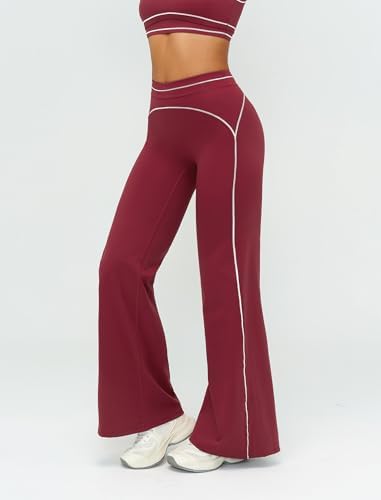 ABOCIW Two Piece Workout Sets for Women Racerback Tank Top Matching High Waist Wide Leg Yoga Pants Pilates Outfits