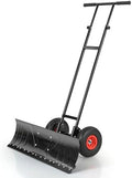 Moccha 36” Wide Snow Pusher - Heavy-Duty Efficient Snow Shovel with Wheels, 7-Position Angled Blade, Ergonomic Handle for Snow Removal, Back Saver Snow Plow Shovel for Driveway and Sidewalks
