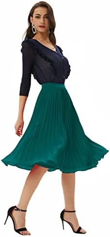 GRACE KARIN Pleated Midi Skirt for Women Chiffon A-Line Outfits