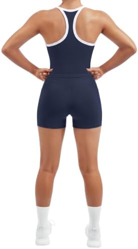 SUUKSESS Women 2 Piece Workout Sets High Waisted Biker Shorts with Pockets Built in bra Racerback Tank Tops