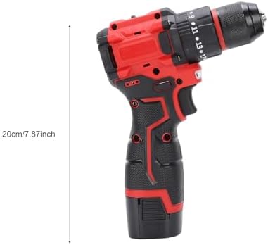 16.8V Screwdriver and Electric Drill Set, With 3 Batteries, 25 Accessories and Tool Bag, for Home DIY, Woodworking, Red