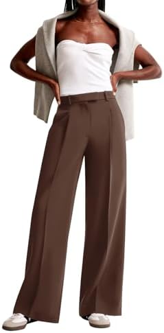 NIMIN Women Wide Leg Work Pants High Waisted Dress Trousers with Pockets