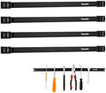 18" Magnetic Tool Holder Strip, 4 Pieces Black Metal Tool Organizer Rack with Stainless Steel Surface, Magnet Bar for Garage Workshop, Easy To Install with Mounting Screws