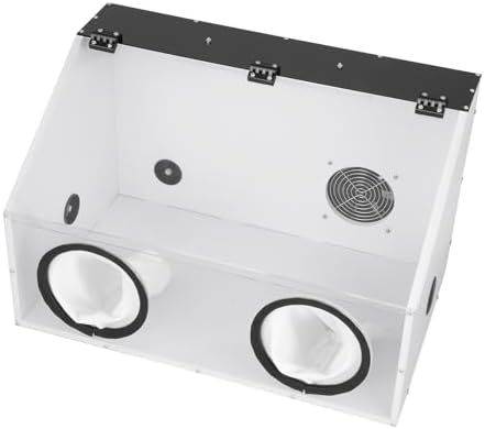 2-Hole Fully Enclosed Polisher Dust Box, Electric Grinding Dust Box, Benchtop Polishing Dust Box for Dentures, Jewelry & Wood Carving