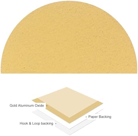 50pcs No Hole Sanding Discs- [ 8 Inch 60 Grit ] Round Hook and Loop Grip Sanding Pads Sheet Sandpaper for Automotive Woodworking Metal Polishing Use| Gold, Aluminum Oxide