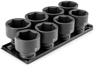 TEKTON 3/4 Inch Drive Impact Socket Set, 8-Piece | SID93104 | (2-1/16 - 2-1/2 in.), Shallow, 6-Point, Socket Rail