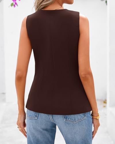 BTFBM Suit Vest Tops For Women Sleeveless Blazer Work Wear