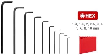 TEKTON Flat End Hex L-Key Set, 10-Piece | KLX91204 | (1.3 - 10 mm, Common Sizes), Manganese Phosphate Finish, Holder