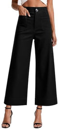 MOHHOM Women’s High Waisted Wide Leg Cropped Pants Stretchy Business Casual Work Pants with Pockets