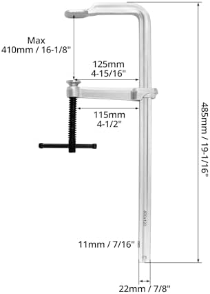 QWORK 16" Heavy Duty F Clamp, 2 Pack Drop-forged Bar Clamp, 4-3/4-Inch Throat Depth, Professional Forging Jaws, Rail, Spindle and Handle