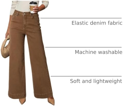 Dokotoo Women's Casual High Waisted Jeans Stretch Wide Leg Loose Denim Pant