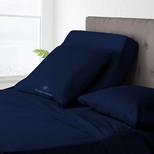 JS Sanders Collection Split Head Sheet Set Queen Size,Navy Blue