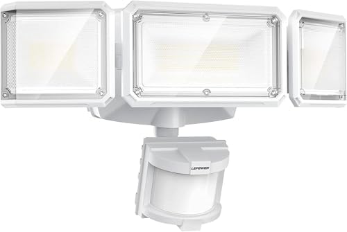 LEPOWER 1500LM Battery Powered Outdoor LED Flood Light with Motion Sensor
