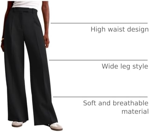 NIMIN Women Wide Leg Work Pants High Waisted Dress Trousers with Pockets
