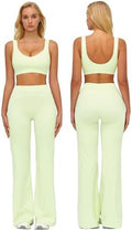 ABOCIW Two Piece Workout Sets for Women Racerback Tank Top Matching High Waist Wide Leg Yoga Pants Pilates Outfits