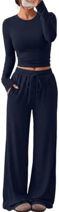 Trendy Queen Women's 2 Piece 2026 Fall Fashion Lounge Set with Pockets