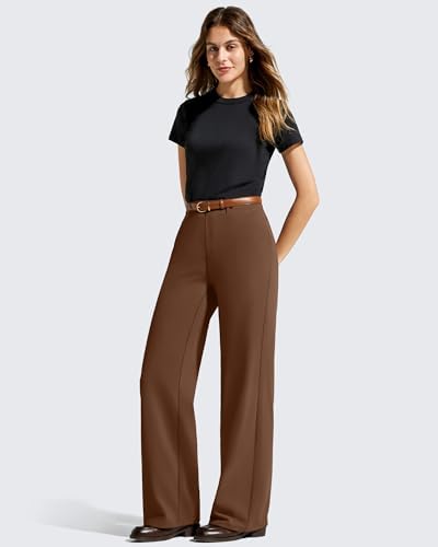 G4Free EverGoing Women's Wide Leg Dress Pants with Pockets Belt Loops