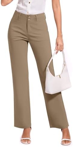 KICZOY Women Dress Pants Stretch Business Straight Leg with Pockets Wear to Work Casual 2026 Suitpants