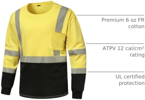FR Shirts for Men, 6oz Hi Vis Flame Resistant Welding Shirt