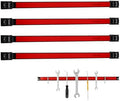 18" Magnetic Tool Holder Strip, 4 Pieces Red Metal Tool Organizer Rack with Stainless Steel Surface, Magnet Bar for Garage Workshop, Easy To Install with Mounting Screws