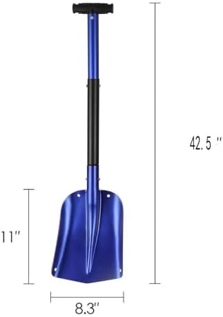 Matte Blue Aluminum 4-Piece Collapsible Snow Shovel Lightweight Portable Emergency Shovel for Car Camping(Extension Rod)