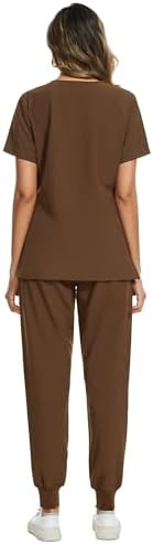 COZYFIT Scrubs for Women Set - Stretch V-Neck & Jogger Pant with 9 Pockets