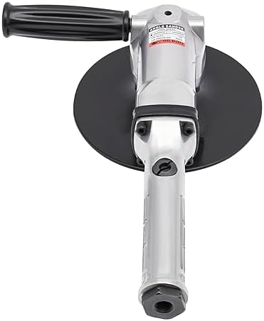 DNYSYSJ 7" Air Angle Sander 4500RPM Pneumatic Polisher, Air SanderM16 Spindle w/Safety Switch & Aux Handle, 4.41lb Lightweight Orbital Sander for Metal/Car/Stone (Silver/Black)