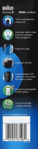 Braun Electric Series 3 Razor with Precision Trimmer, Rechargeable, Wet & Dry Foil Shaver for Men, Blue/Black, 4 Piece (Pack of 2)