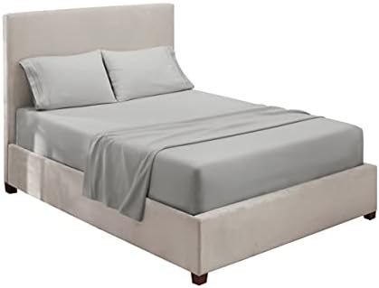 Hearth & Harbor Full XL Size Sheets - 4 Piece Bed Sheet Set, Hotel Luxury Double Brushed Bed Sheets - Extra Soft Bedding Sheets & Pillowcases, Full XL, Silver Grey