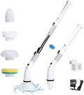 Electric Spin Scrubber Cordless Power Scrubber Cleaning Brush with Adjustable Detachable Long Handle & 4 Replaceable Brush Heads Household Cleaning Supplies for Bathroom Shower Floor