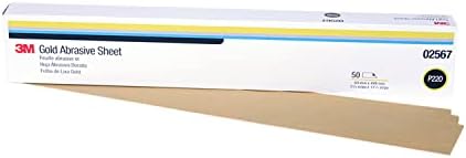 3M Gold Abrasive Sheet 216U, P220 Grade, 2-3/4 in x 17-1/2 in, 50 Sheets