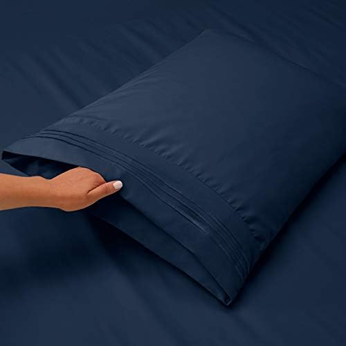 Hearth & Harbor Cal King Size Sheets - 4 Piece Bed Sheet Set, Hotel Luxury Double Brushed Bed Sheets - Extra Soft Bedding Sheets & Pillowcases, California King, Navy Blue