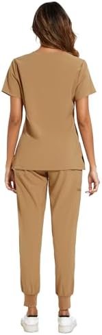 COZYFIT Scrubs for Women Set - Stretch V-Neck & Jogger Pant with 9 Pockets