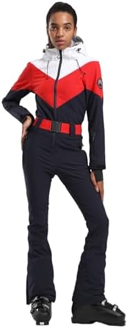 GSOU SNOW Womens Ski Suit One Piece Jumpsuit Snow Jacket Waterproof