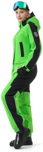 Women One Pieces Ski Suits Waterproof Warm Insulated Ski Jumpsuit Removable Hood Snowsuit for Snow Sport
