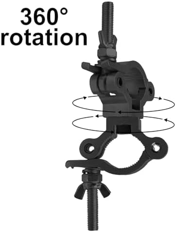 Lighting Truss Swivel Coupler Clamps for Lights, Quick Release Dual Head Truss O Clamp, 35mm-45mm(1.38in-1.77in) Dual Swivel Tube Clamp, Wrap Around Pipe Clamp Mounting Bracket(Black)