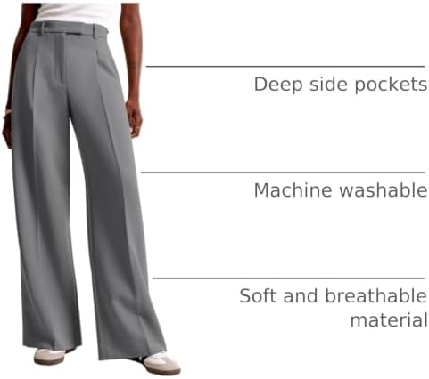 NIMIN Women Wide Leg Work Pants High Waisted Dress Trousers with Pockets