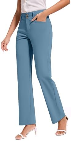 KICZOY Women Dress Pants Stretch Business Straight Leg with Pockets Wear to Work Casual 2026 Suitpants