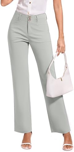KICZOY Women Dress Pants Stretch Business Straight Leg with Pockets Wear to Work Casual 2026 Suitpants