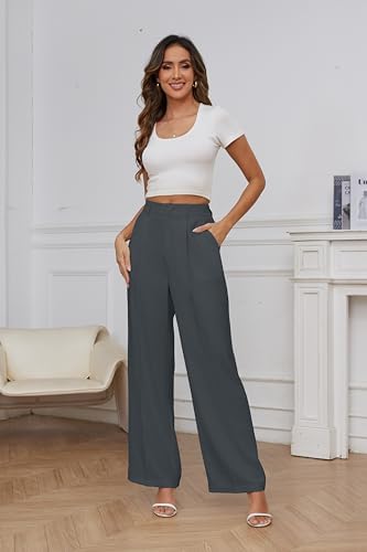 FUNYYZO Wide Leg Dress Pants for Women Work Slacks Business Casual Outfits