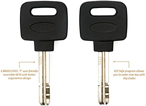 OKG Heavy Duty Motorcycle Chain Lock, 4 Keys, 3.3 ft x 1/2 in (12mm) Thick Hexagonal Cinch Security Chain with 18mm Cut Proof Hardened Alloy Steel U Lock for Motorcycles, E-Bikes, Mopeds, ATVs, Etc.