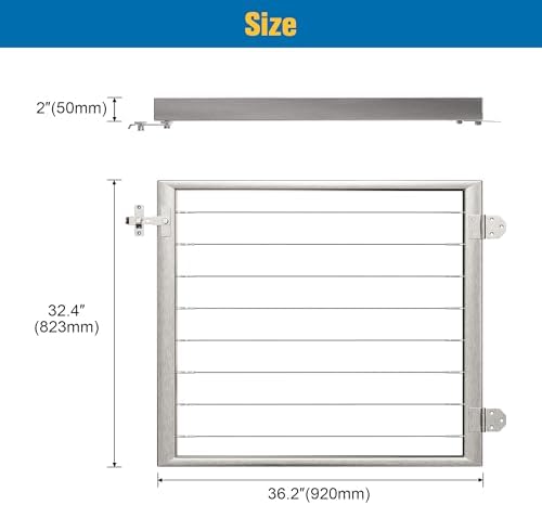 Outdoor Gate Integrated Welding Cable Railing Gate for Wood Metal Cable Railing System Stainless Steel Fence Gate (Left Hand in Swing, Slivery)
